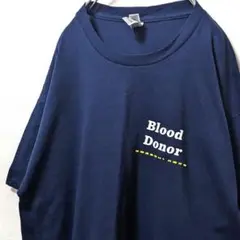 ブラッドドナー ロゴ Tシャツ ネイビー 紺色 L 古着