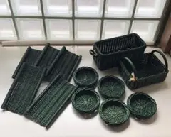 ラタン　コースター・おしぼりトレー　各5セット　インドネシア製