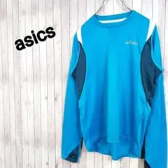 asics*長袖 指穴 ジャージ/ブルー サムホール/スポーツ ウェア
