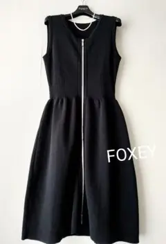 ☆FOXEYフォクシーフロントジップニットワンピース38黒☆
