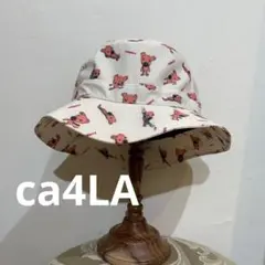 ca4LA バケットハット　クマキャラクター白×ピンク