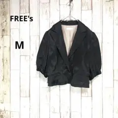 フリーズ【FREE's】M ジャケット ボレロ 光沢感 半袖 黒