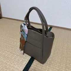 オリエンタルトラフィック　ブラウンレザー ハンドバッグ スカーフ付き