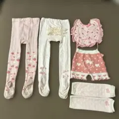 メゾピアノ★タイツ、カバーパンツ、スタイ、レッグウォーマー4点セット
