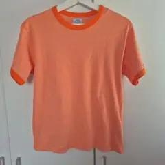 オレンジ ストライプ 半袖Tシャツ
