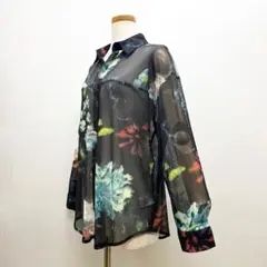 新品 TRUBE L〜LLシースルーフラワープリントシャツ
