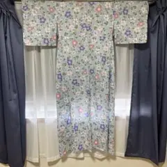 「夢桜」綿　レディース浴衣　花　水色★売り切り★NO20