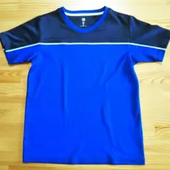 ユニクロ Tシャツ 150 半袖 ドライ DRY-EX 青 紺 白 ブルー