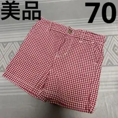 ラルフローレン ギンガムチェック 赤 短パン ハーフパンツ 70cm 美品