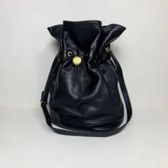 GUCCI オールドグッチ 巾着 ショルダーバッグ オールレザー 黒