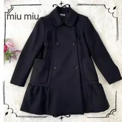 ✨美品✨【miu miu】可愛いコート フリル ブラック 丸襟 42 LL
