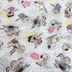 スヌーピー リップル 生地 はぎれ ホワイト SNOOPY