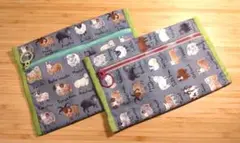 ハンドメイド ひつじ柄ポーチ 2個