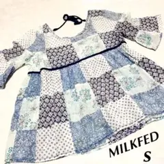 MILKFED 半袖花柄ブラウス アンブレラスリーブ ミルクフェド