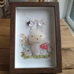 シーグラスアート　うさちゃんきのこ（いつもありがとう！）