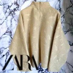 【未使用品】ZARA（ザラ）/ポンチョ風ボアアウター/金ボタン/Msize