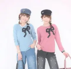 QVC☆アンドラブ☆キラキラデコラティブなリボンプルオーバー(*ˊ˘ˋ*)ピンク