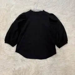 【美品】組曲 パフスリーブ バルーン 七分袖 ドッキング カットソー 黒