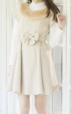 シークレットハニー ファー衿ツイードワンピ