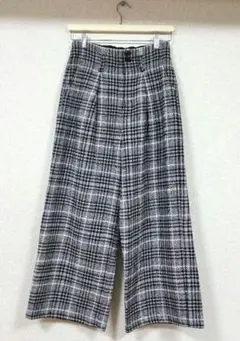 OZOC 　グレンチェック　ワイドパンツ　ハイウエスト