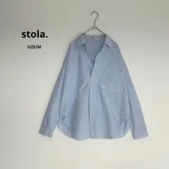 stola. スキッパーブラウス ブルーストライプ コットン100%日本製