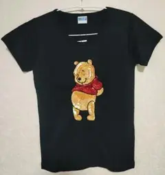 新品　ディズニー　くまのプーさん　レディース　半袖　ハンドメイド　スパンコール