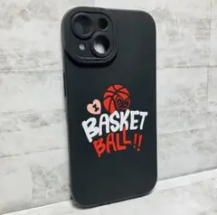【iPhone15】ソフトケース ブラック 黒 バスケ部・バスケ好きにプレゼント
