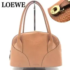 【LOEWE】ロエベ 半月型 ハンドバッグ 型押しロゴ レザー ブラウン
