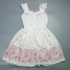4854美品 リズリサ こねこのキャンディワゴン柄ジャンスカワンピース