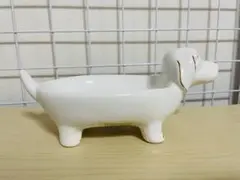 犬の形 小物入れ 陶器製 白色