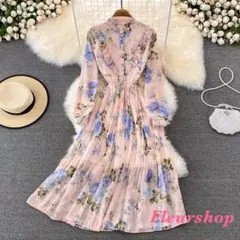 ロングワンピース 花柄 シースルー レトロ レディース 春服コーデ 新品