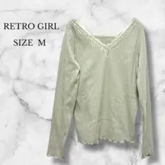 ✨美品✨ レトロガール トップス カットソー Vネック パステルグリーン M