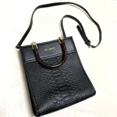 【美品】2Way 黒 合成皮革 ハンドバッグ ショルダー　高級