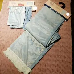 新品/未使用　青木美沙子　しまむら　冷感ケット　枕カバー　サックス　2点セット