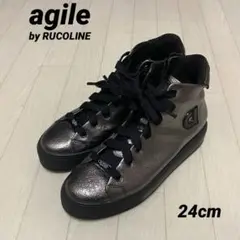 agile by RUCOLINE スニーカー ハイカット 厚底 サイドジップ