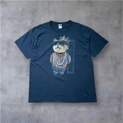 FRUIT OF THE LOOM 2XL ブラック　フェードTシャツ猫