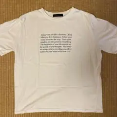 ホワイト メッセージプリント Tシャツ L