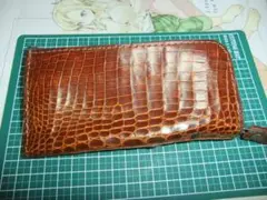 ハンドメイド カイマンクロコ&牛革 小銭ケース付き。 長期保管品新品