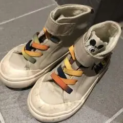 ミッキー ハイカットスニーカー ベージュ