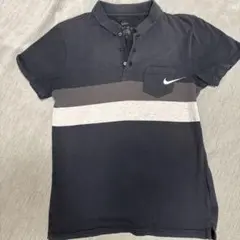 Nike ブラックグレー ストライプ ポロシャツ