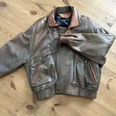 ブラウン レザージャケット ボンバースタイル　MUNPER