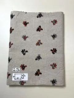 リネンワッシャーくま刺繍 生地 幅84×50cm＋α(27×24)