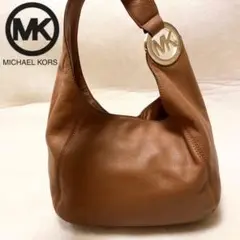 マイケルコース 金具 ショルダーバッグ ブラウン レザー シグネチャー
