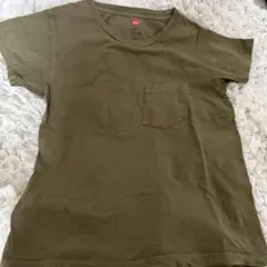 Hanes オリーブ色 Tシャツ XS/SCH ポケット付き