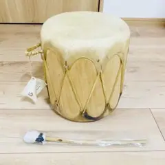【匿名配送】★美品★タオス インディアン ドラム 約23×27cm バチとタグ付