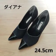DIANA 黒レース　黒エナメル 24.5cm