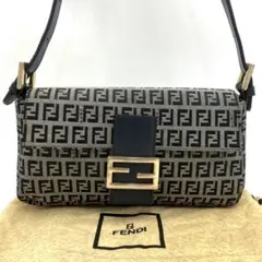 極美品 フェンディ マンマバケット ハンドバッグ ズッキーノ ゴールド金具 紺
