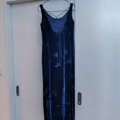 ロングドレス ネイビー ベルベット クリーニング済