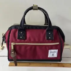 anello アネロ　ミニボストンバッグ　 ツートンカラー 赤/濃紺