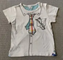 キムラタンネクタイ&メガネだまし絵プリント半袖Tシャツ90センチ